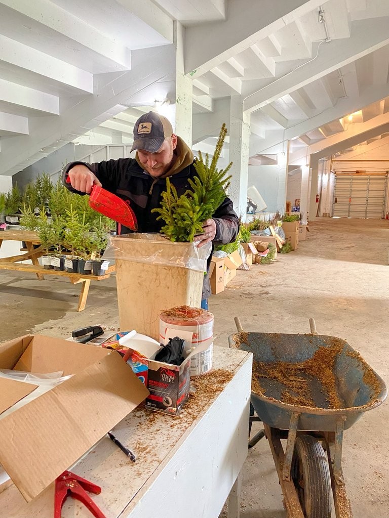 SWCD technician packs trees for a order